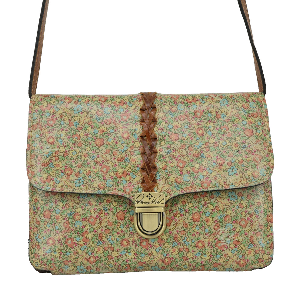 Patricia Nash Handbag Womens Beige Brown Floral Leather Crossbody Bag Small